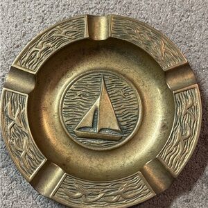 Brass Sailboat Ashtray Vintage